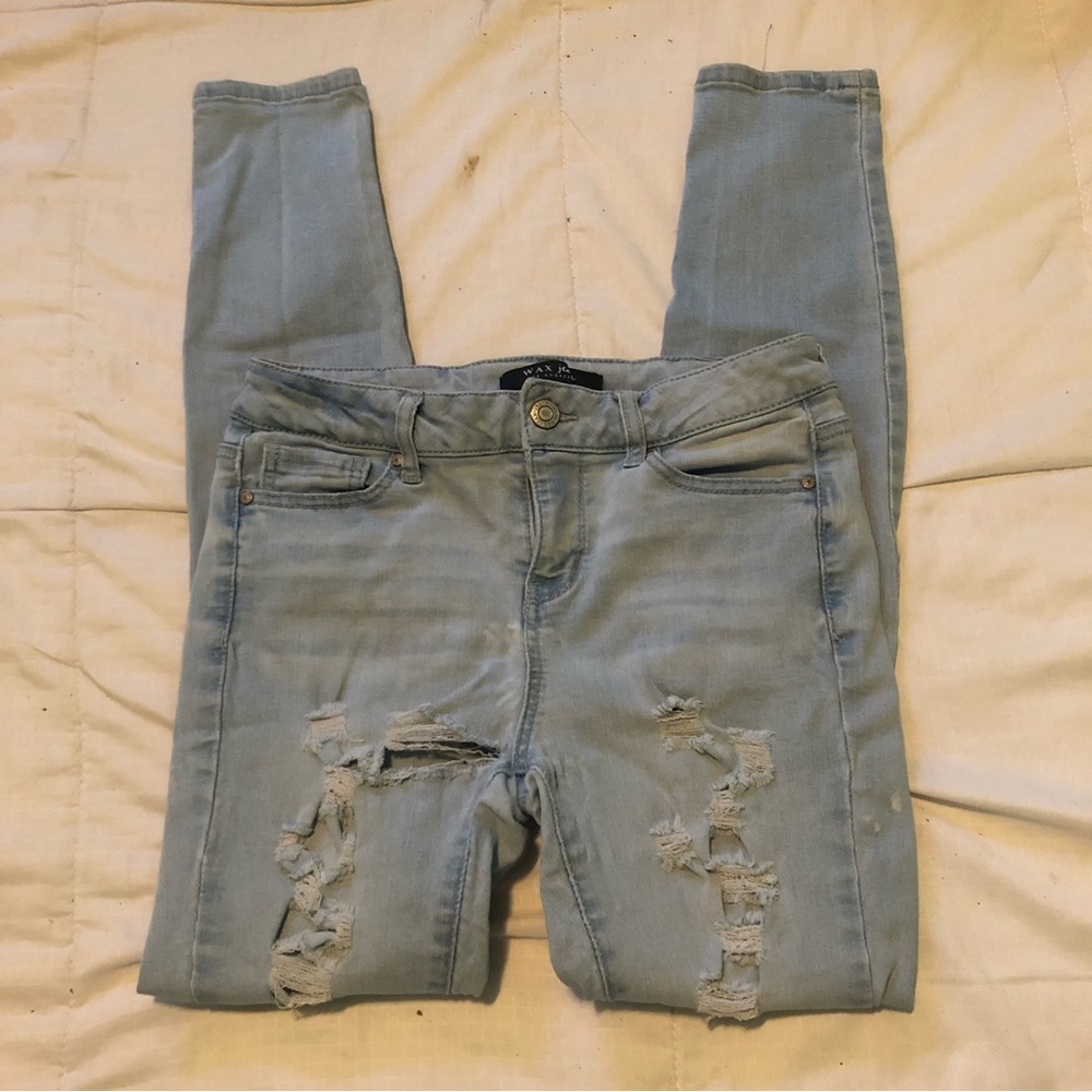 3/20$ WAX Jeans - Blue Distressed Skinny Jeans